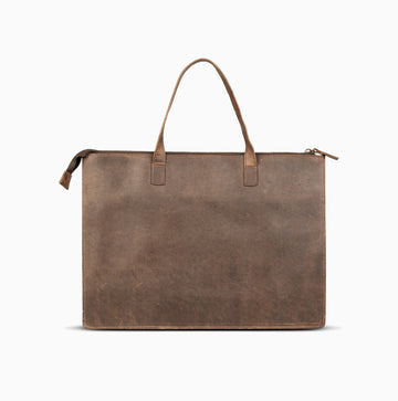 Nate Lane Chocolate Brown Laptop Sleeve Zip Hand Made Cow Leather