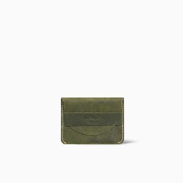 Zizousflare Olive Green Flap Card Holder Hand Made Cow Leather