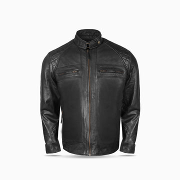 Men's Black Bomber Leather Jacket- Best Gift for him