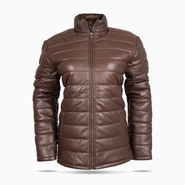 Brown Barbour Bubble Leather Jacket For Women