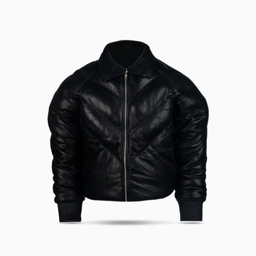 Men's Black Buffer Leather Jacket