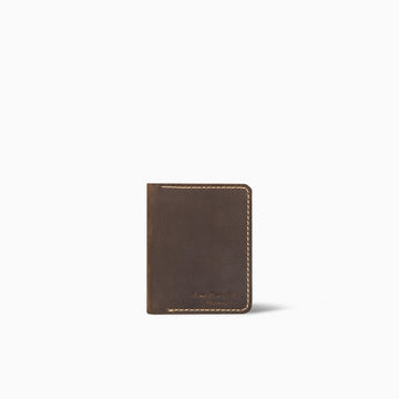 Messimania Chocolate Brown Book Card Holder Hand Made Cow Leather