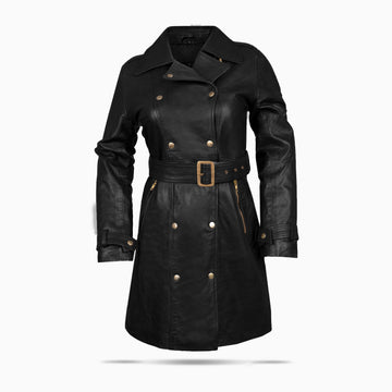 Black Ascot Leather Jacket for Women