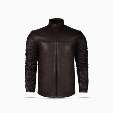 Brown Plane Leather Jacket For Men