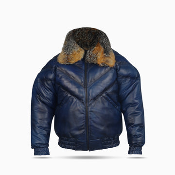 Men's Blue Buffer leather jacket