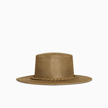 Women's green genuine leather cowgirl western hat