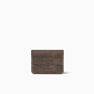 Bestflick Chocolate Brown Flap Card Holder Hand Made Cow Leather