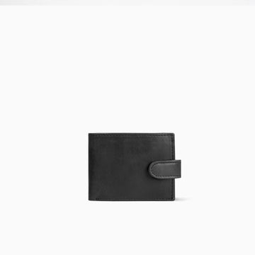 Frankfury Plane With Button Black Hand Made Leather Wallet