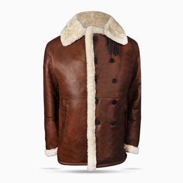 Moswave Brown Shearling Leather Coat For Men