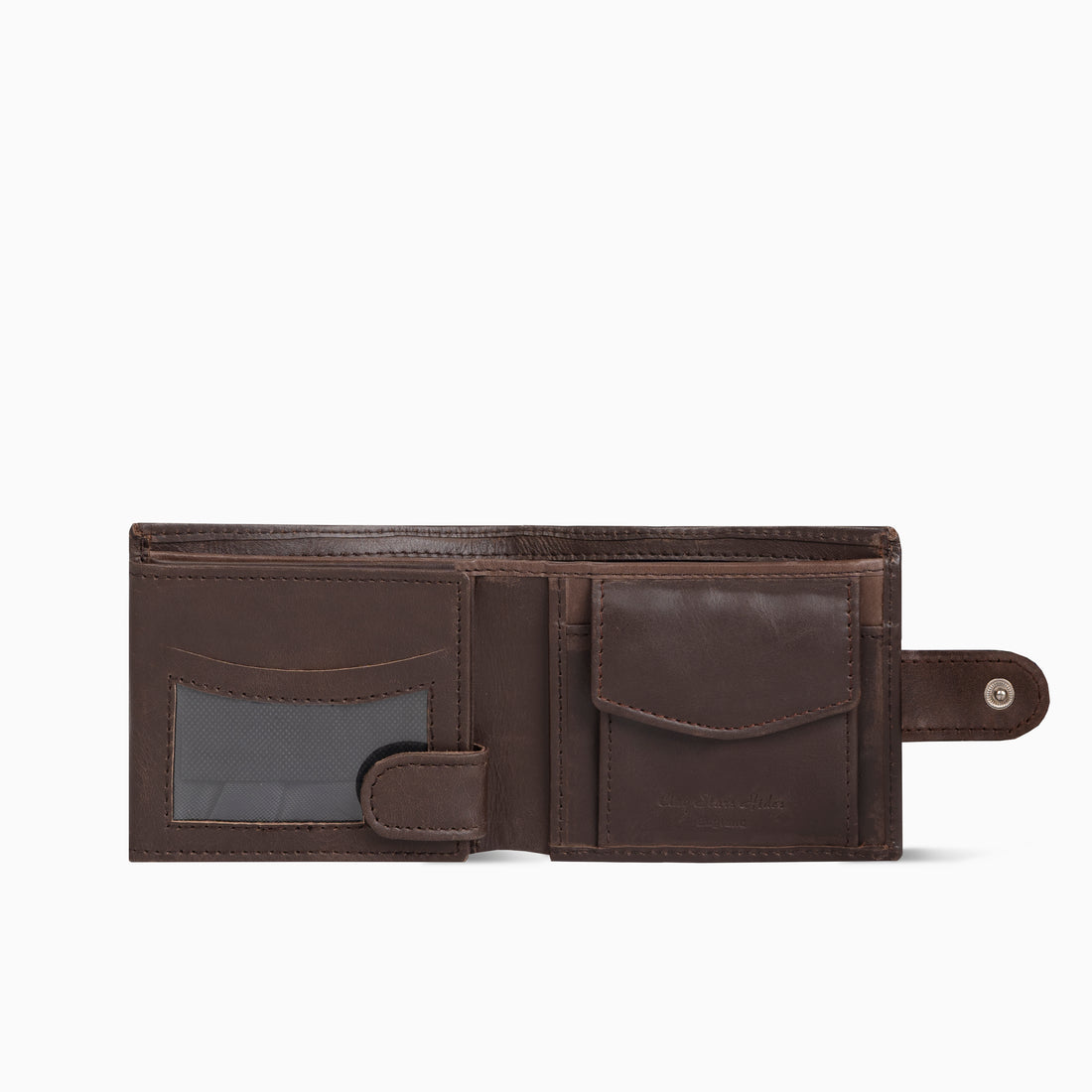 Neyvibe Chocolate Brown Plane With Button Hand Made Cow Leather Wallet
