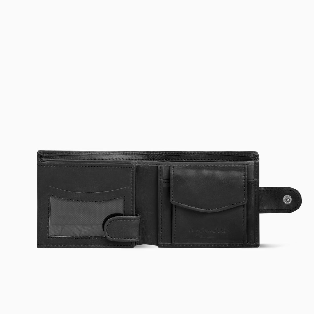 Frankfury Plane With Button Black Hand Made Leather Wallet