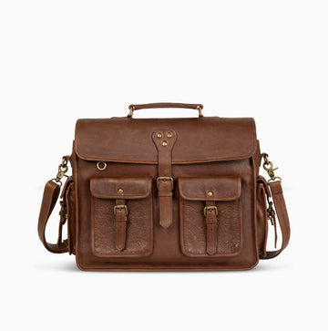 Champ Walk Brown Leather briefcase Laptop Messenger Bags for Men & Women - Office File Folder Bag
