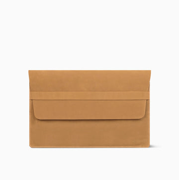 Broad Flow Light Tan Laptop Sleeve Hand Made Cow Leather