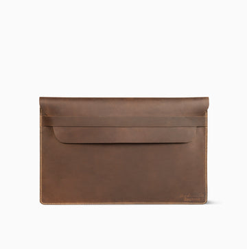 Ginza Mile Chocolate Brown Laptop Sleeve Hand Made Cow Leather
