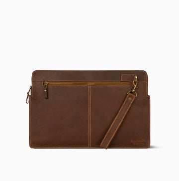 Linden Line Brown Laptop Sleeve Zip Hand Made Cow Leather