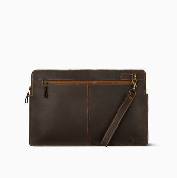 Khao Beat Chocolate Brown Laptop Sleeve Zip Hand Made Cow Leather