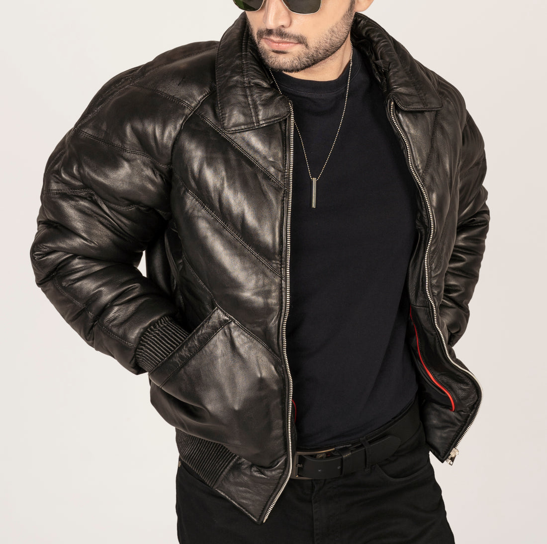 Men's Black Buffer Leather Jacket