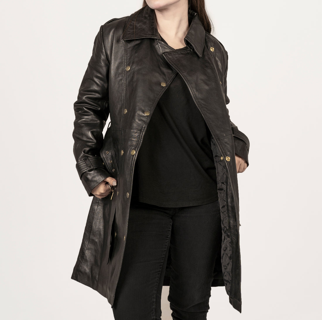 Black Ascot Leather Jacket for Women