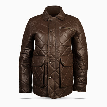 Dimond Brown Leather Jacket For Men