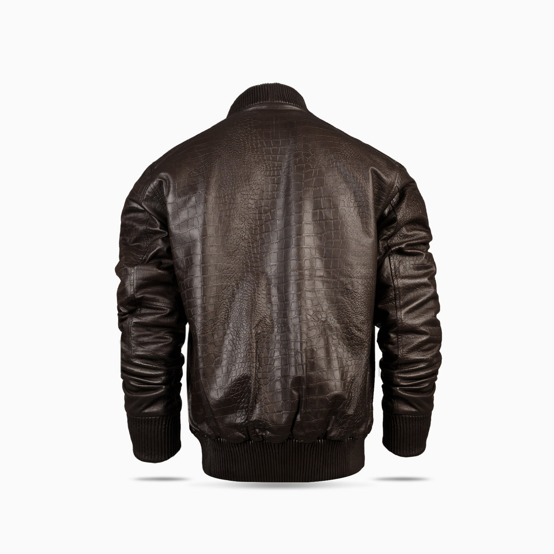 Brown Bomber Crocodile Leather Jacket For Women