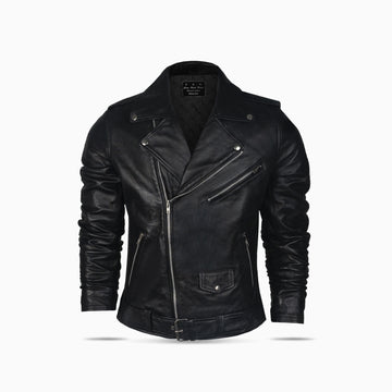 Londaze Black Biker Leather Jacket For Men