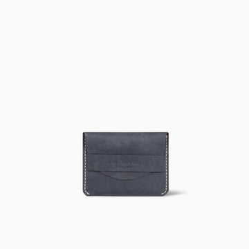 Ptinipower Blue Flap Card Holder Hand Made Cow Leather