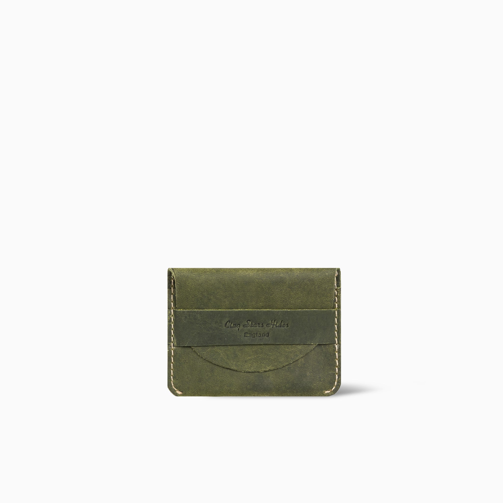 Zizousflare Olive Green Flap Card Holder Hand Made Cow Leather