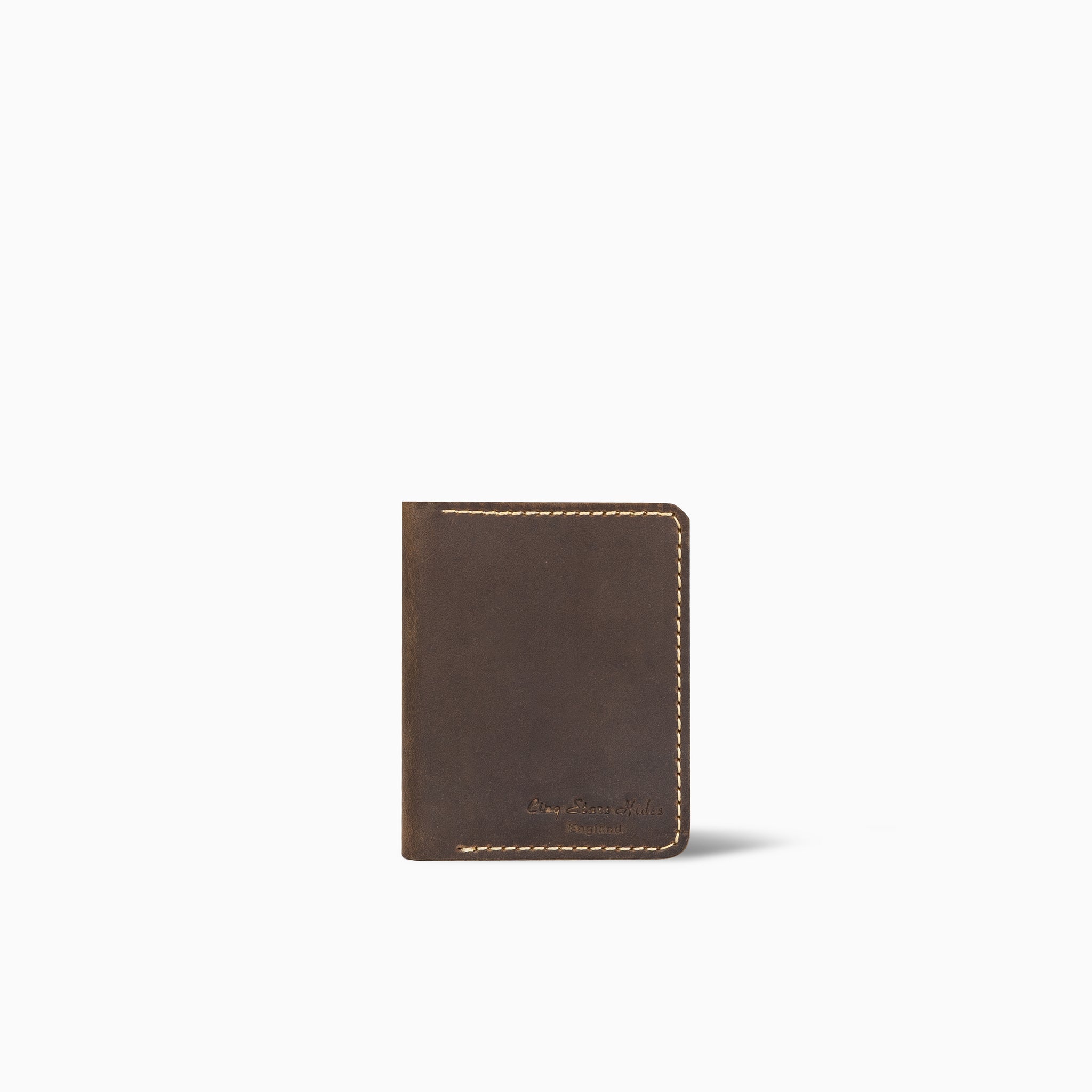 Messimania  Chocolate Brown Book Card Holder Hand Made Cow Leather