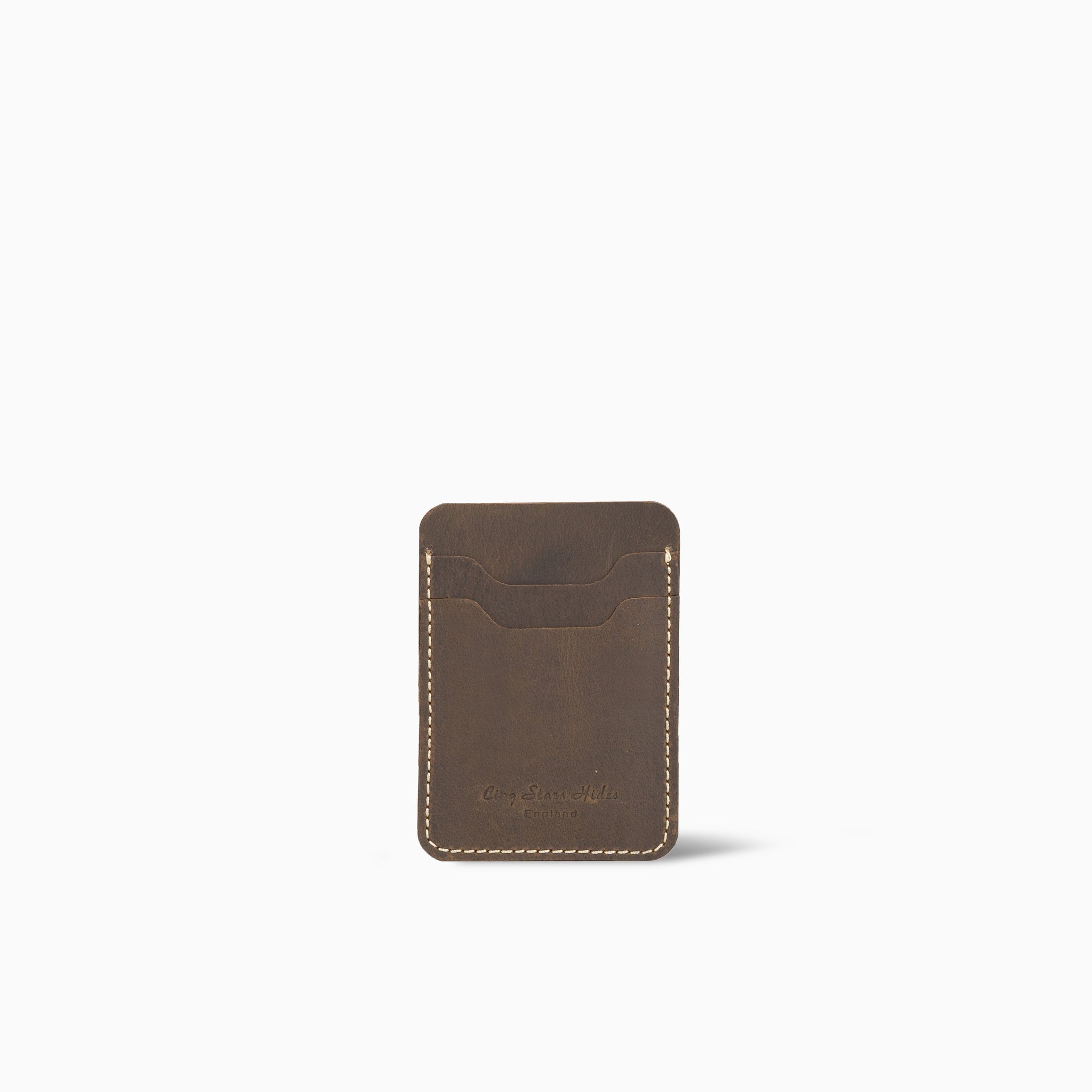 Ronnyflow Chocolate Brown Smart Card Holder Hand Made Cow Leather
