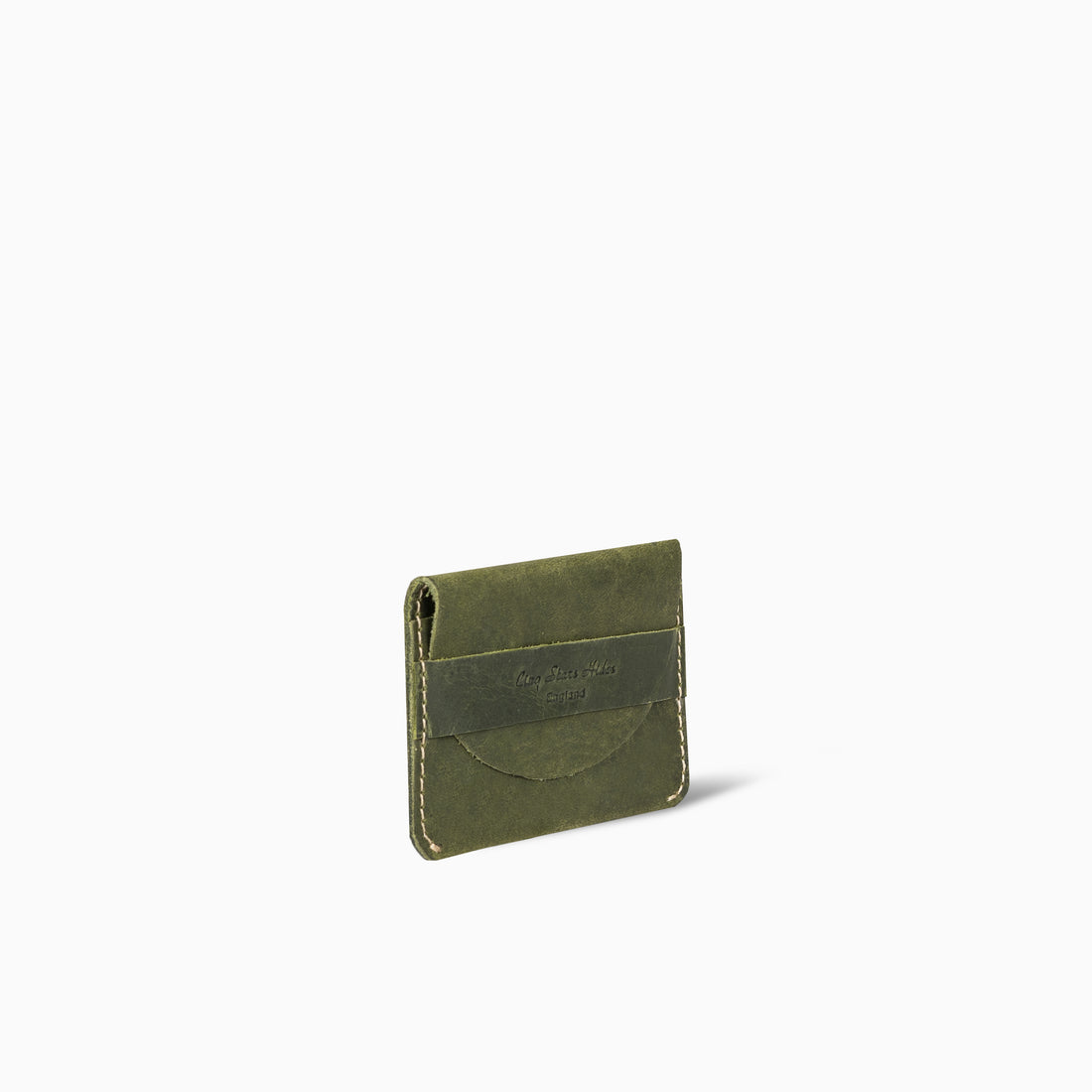 Zizousflare Olive Green Flap Card Holder Hand Made Cow Leather