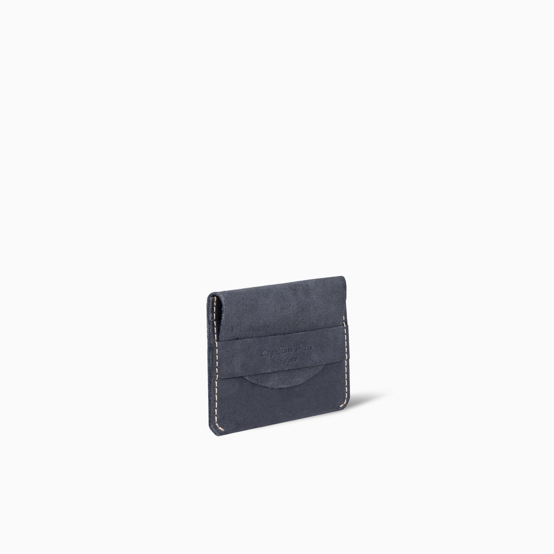 Ptinipower Blue Flap Card Holder Hand Made Cow Leather
